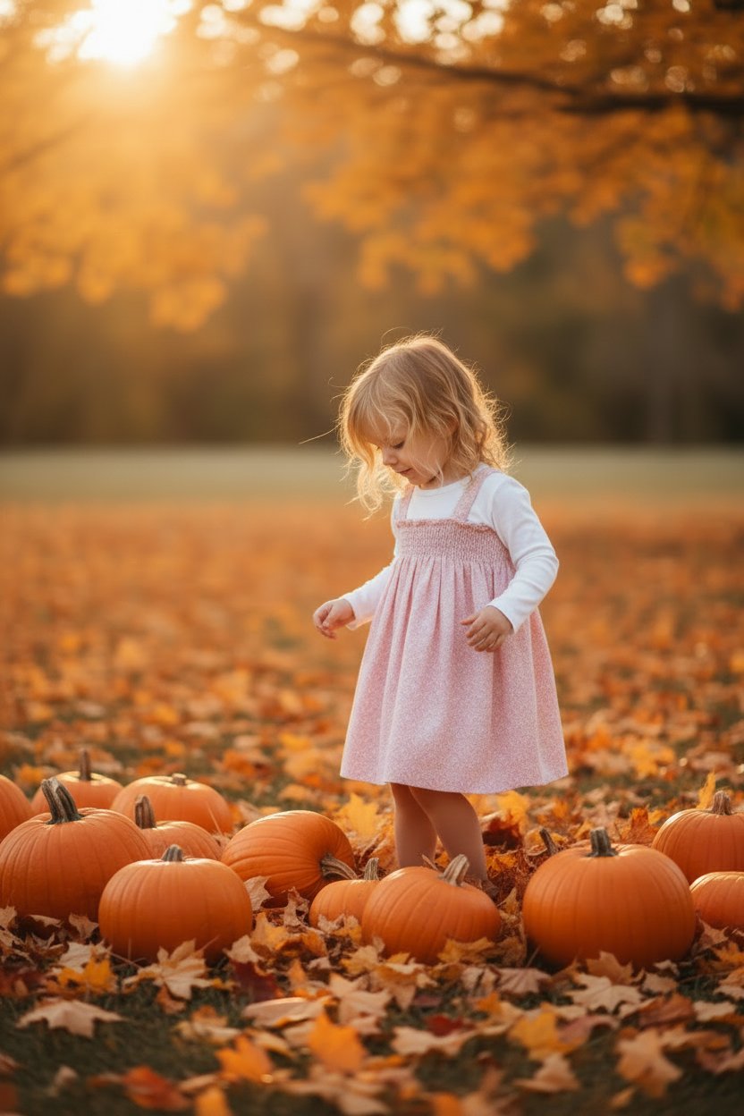 Niña otoño con manga larga