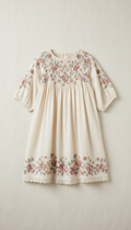 Handbesticktes Blumen-Smoke-Kleid
