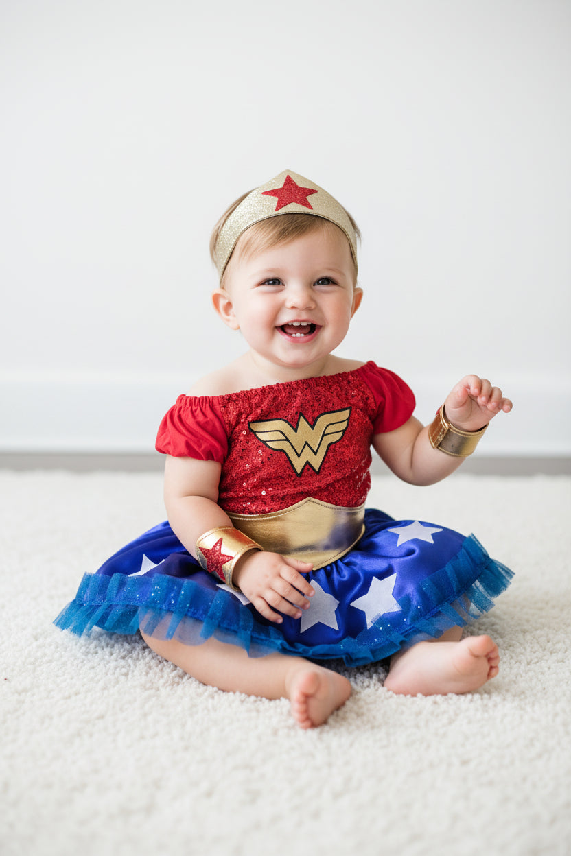 Wonder Woman Jurk met Tule Rok — Baby Meisjes 9-12 maanden