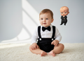 Babybroekje set met bretels en vlinderdas