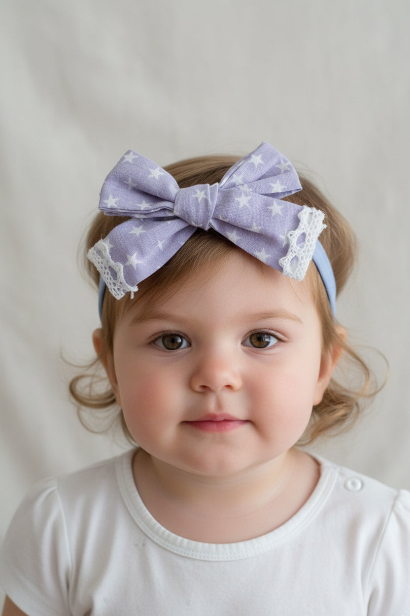 Paarse bandana met witte sterrenprint