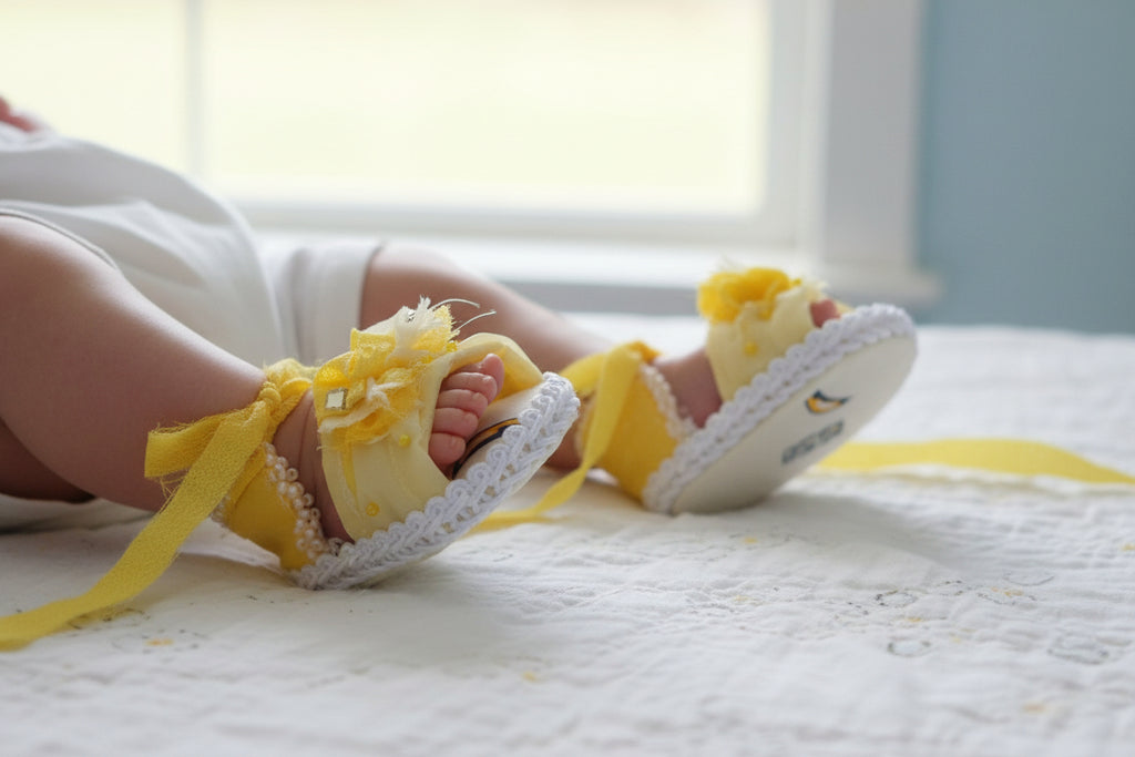 Meisjessandalen met bananenprint en strasssteentjes