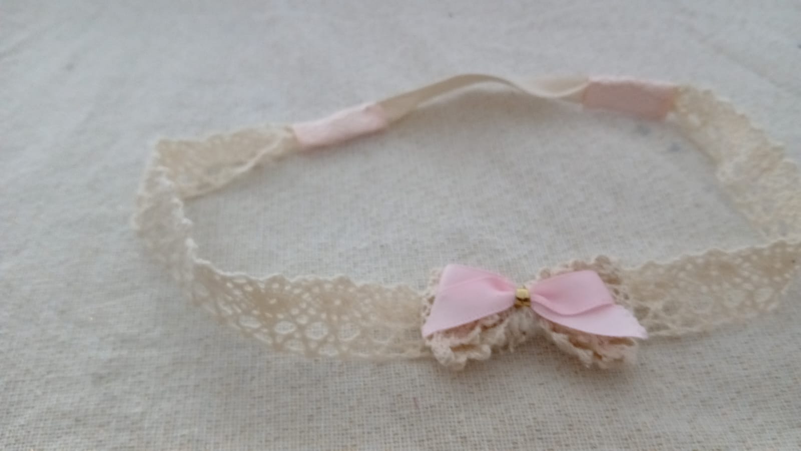 Haarband met roze strik