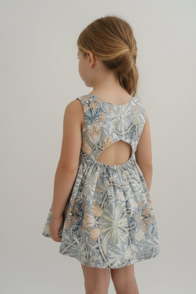 Bloemenprint jurkje met open rug