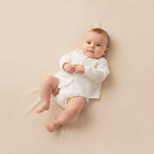 Baby blouse wit katoen met kant — maat 0-1 jaar