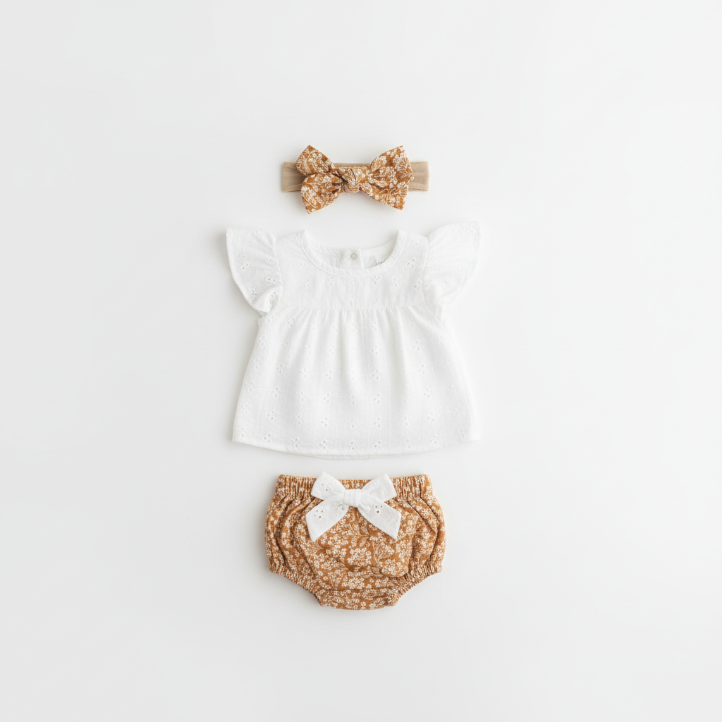 Conjunto 3 piezas bebé fondo blanco