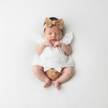 3-delige newbornset – Wit & goud bloem