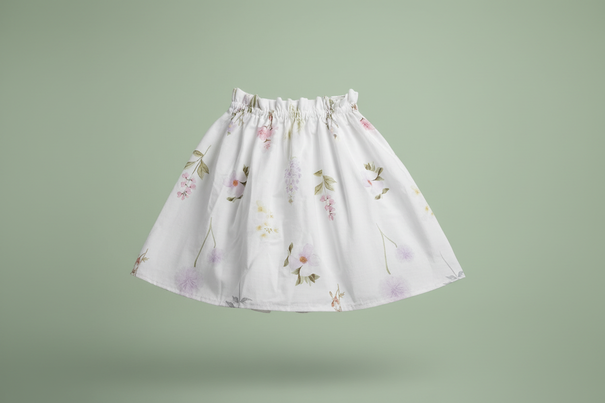 Witte lila bloemenprint rok meisje en mama