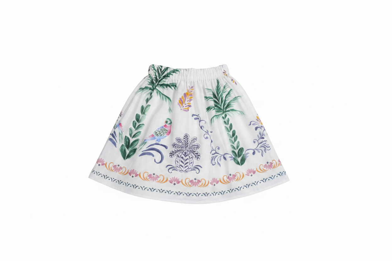 Witte bloemenprint rok meisje en mama