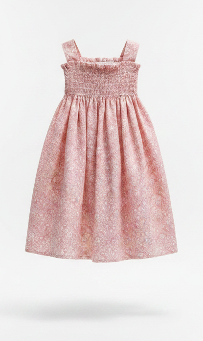 Roze bloemenprint jurkje met smock voor meisjes