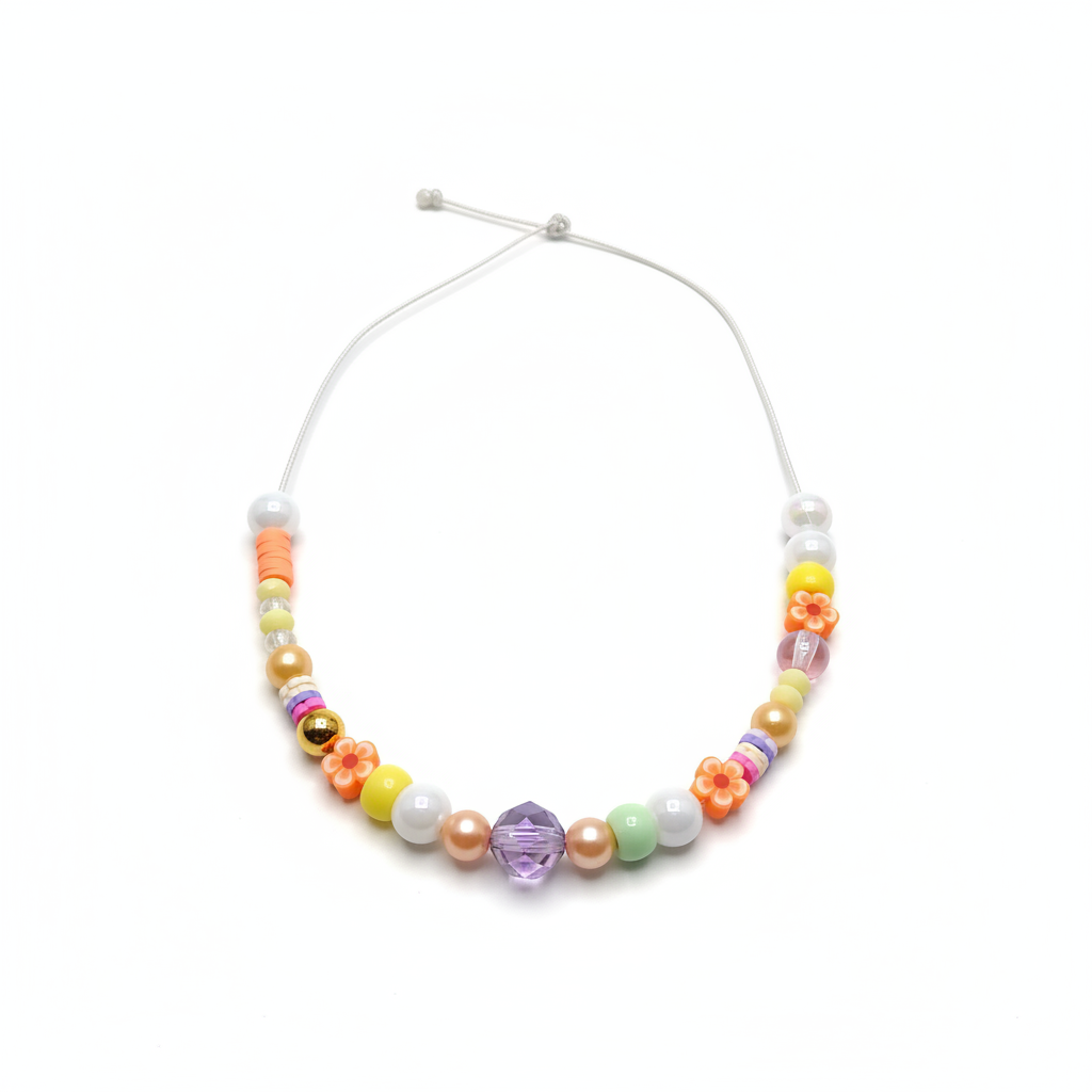Ketting Bloemen Oranje Pastel