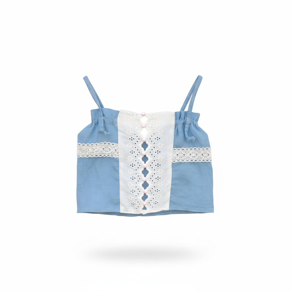 Top azul Pretty Bows