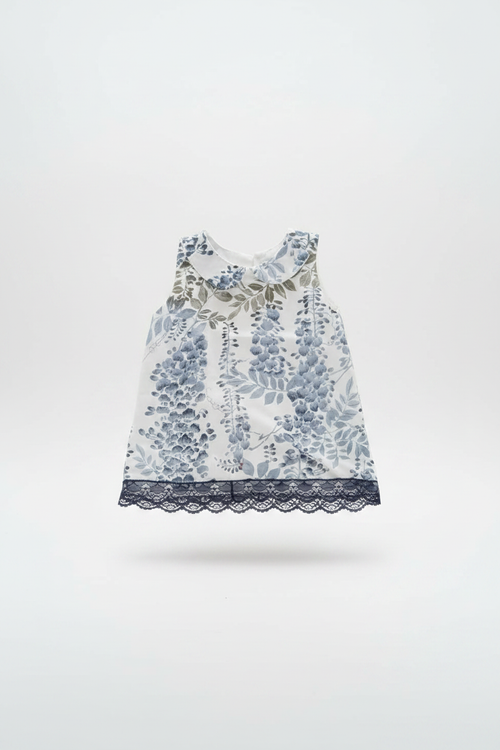 Top floral azul fondo blanco