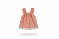 Vestido salmón con pájaros fondo blanco